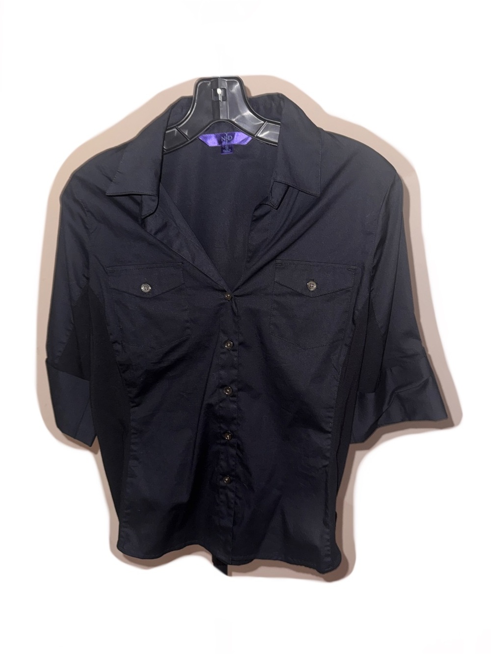 NYDJ Black Short-Sleeve Button-Up Shirt